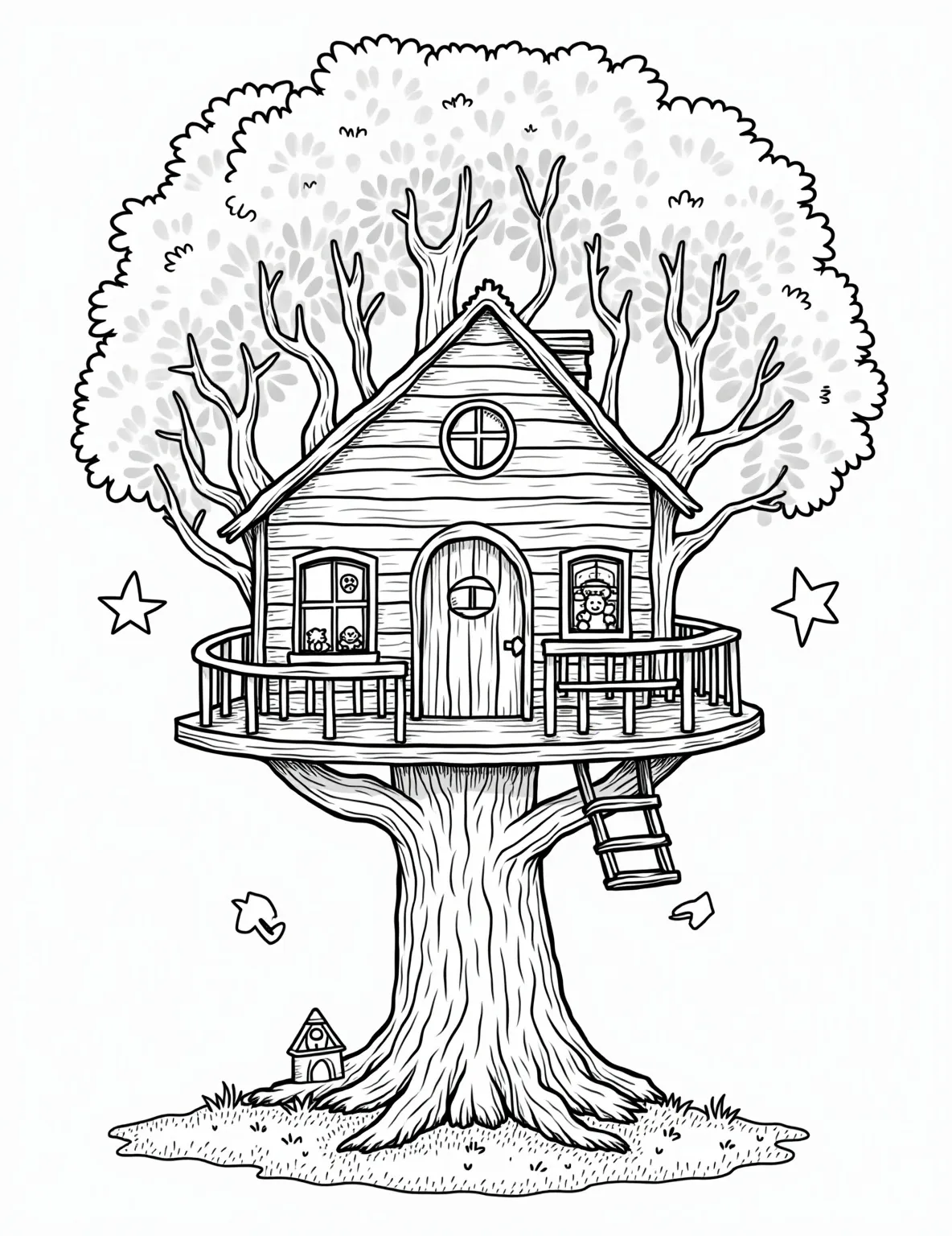 A magical treehouse filled with toys