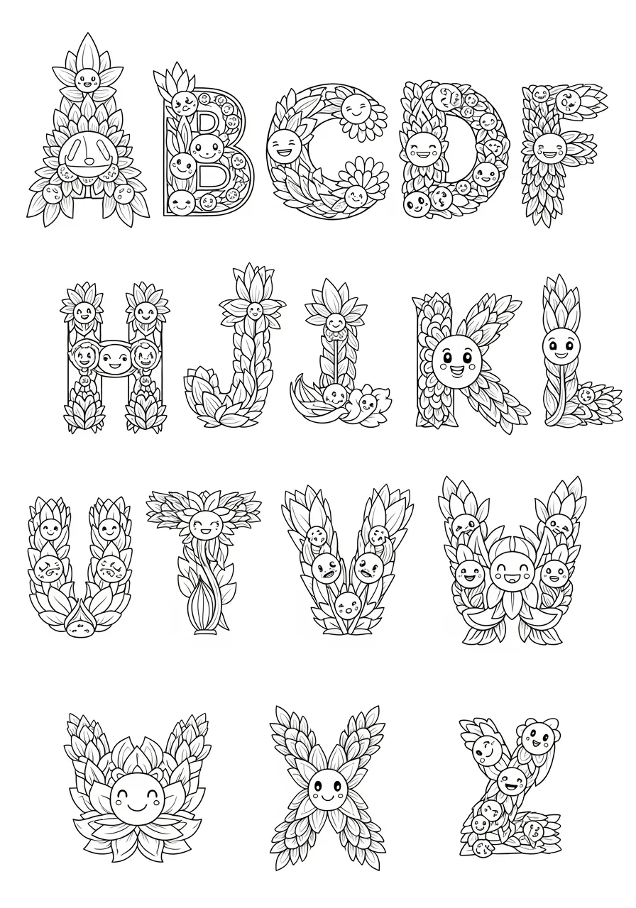 Mandala-Style Alphabet Meditation Coloring Page -- prompt: "black lines only Alphabet letters transformed into mandala coloring pages featuring bold geometric patterns, flowing curves, and symmetrical designs within circular borders, thick black outlines perfect for crayons, cheerful educational art promoting creativity and learning through meditative coloring activities flat black lines, premium coloring page, coloring sheet, line drawing, Coloring Book, NO COLOR, NO SHADING, WHITE BACKGROUND. NO GRAY, BLACK AND WHITE, NO COLOR" -- Find inner peace with this sophisticated adult coloring page featuring alphabet letters designed as intricate mandalas! Each letter transforms into a circular pattern filled with geometric shapes, flowing lines, and symmetrical designs. This meditative coloring experience combines the spiritual practice of mandala creation with subtle letter reinforcement for adult relaxation.